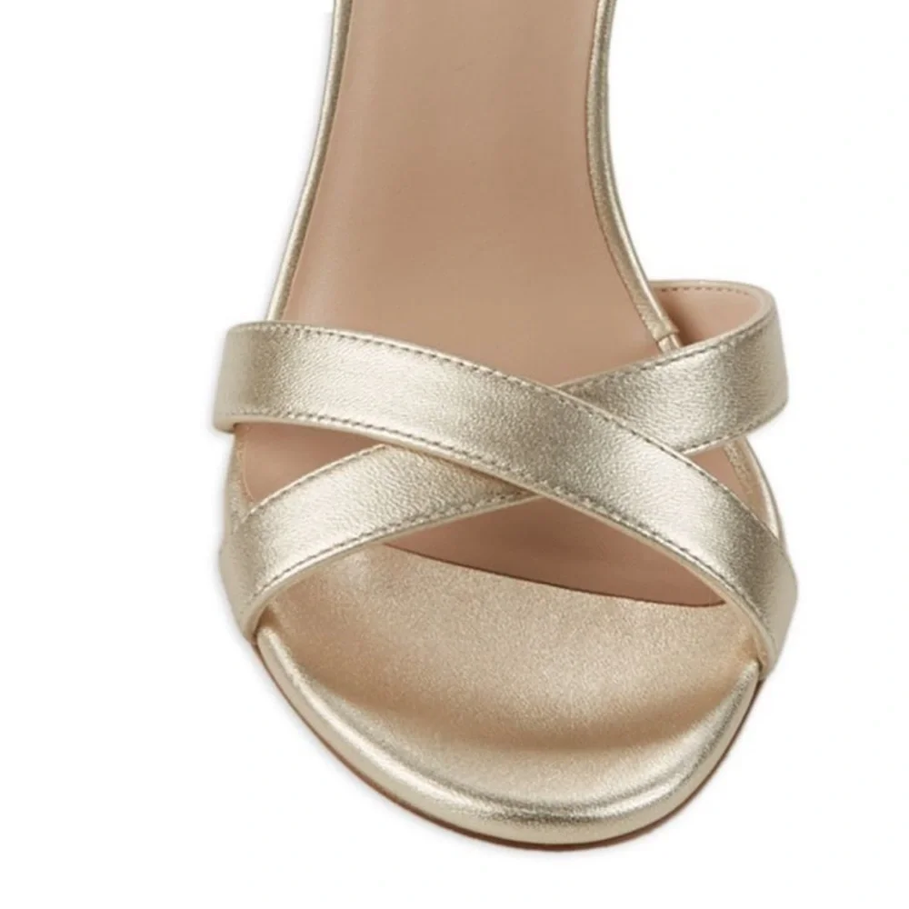 NEW Stuart Weitzman Nudistsong Metallic Cross Ankle Strap Sandals Size 11